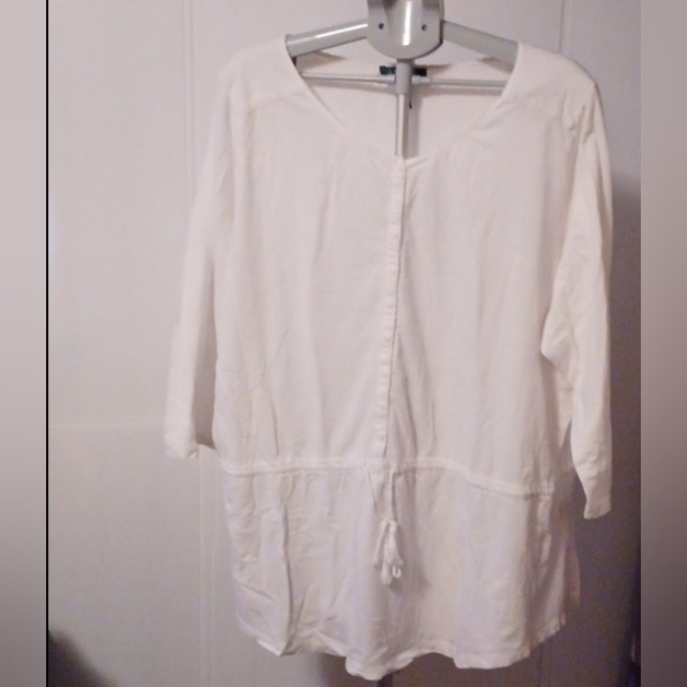 Lauren Ralph Lauren White Cotton Tunic Top Size 3X
